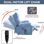 ZUN Blue Heat Massage Dual Motor Infinite Position Up to 350 LBS Large Electric Power Lift Recliners W1803P264051