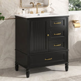 ZUN 30" Bathroom Vanity with Sink, Bathroom Cabinet with A Door, Three Drawers, Solid Wood Legs & MDF N759P207656B