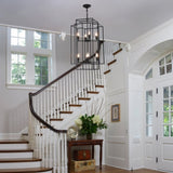 (Same as W1340142527/L1018-B) 8-Lights Black Lantern Tiered Pendant Light Fixtures, Industrial W1340P206662
