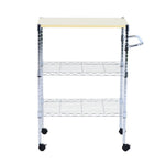 ZUN 3-Tier Rolling Kitchen Trolley Cart Steel Island Storage Utility Service Dining 15773870