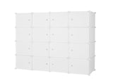 4-layer 16 Cube Organizer Stackable Plastic Cube Storage, Plastic Steel Wire with 3 Clothes Rails, 59827635