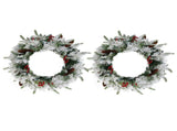 2 Pack 18in Pre-lit Snow Flocked Christmas Wreath, Lighted Artificial Xmas Wreath with 60 Warm 97206067