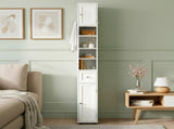 White MDF with vertical stripes, 20*20*180cm, 1 drawer, 2 doors, 4 shelves, narrow bathroom vanity 04438607
