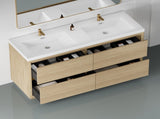 60" Freestanding Bathroom Vanity with Double Sinks, Bathroom Storage Vanity Cabinet with Stone Resin W1573P211192