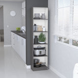 ZUN Home Xs Bookcase with 5-Tier Shelves and Slim Design -Matt Gray / White -Office B200137836