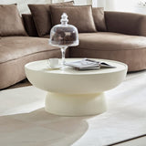 ZUN 35.43''Fiberglass Cream Style Coffee Table for Living Room,Apartment,Matte White Table front of the W2582P214940