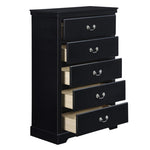 ZUN Classic Traditional 1pc Chest of 5 Drawers Black Finish Bedroom Furniture Wooden B011P233654