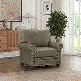 Living Room Sofa Single Seat Chair with Wood Leg Taupe Faux Leather W1097125451