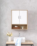 Bathroom Wall Cabinet with Double - Door, Bottom Wavy - Patterned Doors, Adjustable Inner W3151P288945