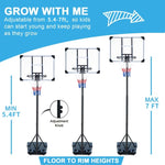 ZUN Basketball Hoop Portable Basketball Goal for Indoor Outdoor Basketball Stand 5.6-7 ft Adjustable 32 84237129