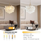 20-Inch Gold Pendant Light Chandelier with Threaded Clear Glass Globe Shade Adjustable Height, W1340P251915