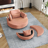 A 51-inch orange corduroy sofa with two throw pillows, a waist pillow and an extra tray is W1658P143718