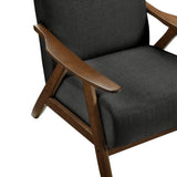 ZUN Modern Accent Chair 1pc Dark Gray High Back Chair Cushion Seat and Back Walnut Finish Solid Wood B011P182665