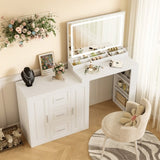 59" Makeup Vanity Desk with Mirror, Vanity Mirror with Lights, Dressing Table with 3 Drawers and 2 74007220
