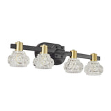 Vintage 4-Light Wall Sconce with Clear Crystal Shades, Black Iron Finish Vanity Light Fixture for W1340P206719