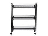 Slim 3-Tier Rolling Bathroom Storage Cart with Hooks, Black 67191976