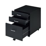 Rectangular Mobile Cabinet with 3 Drawers, Black and Chrome B016P325920