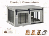 31.5" Dog Crate Furniture with Sliding Barn Door, Wooden Dog Kennel End Table for Indoor Use - Gray 01135326