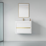 30" Wall-Mounted Bathroom Vanity with Sink, Floating Bathroom Storage Cabinet with Stone Resin W1573P211172