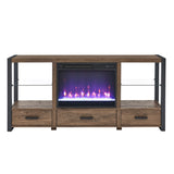 ZUN 60 inch Electric Fireplace Media TV Stand With Sync Colorful LED Lights-Reclaimed Barnwood Color W1769110514