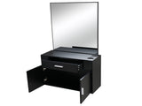 Black Salon Cabinet with Mirror, 1 Drawer & 1 Door, Made of 15mm E0 Matt Particle Board 63058594