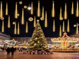 White meteor shower light, outdoor solar powered icicle light, snowflake falling rain string light, 01251433