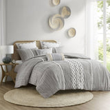 Cotton Printed Comforter Set with Chenille Gray Full/Queen B035128798