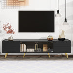 ZUN U-Can Modern TV Stand with LED lights for TVs up to 80 Inches, Entertainment Center with 4 Drawers WF530173AAB