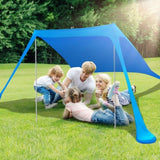 ZUN 9.8x9.8FT Foldable Beach Canopy Tent Collapsible Shade Sail Sun Protection Windproof Shelter 4 05454215