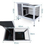 ZUN Two-Tier Wooden Rabbit Cage Outdoor Indoor for Small Animals with Runway and Leak-Proof Plastic W142763539