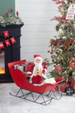 39x17.7x22"H Iron Red/Black Sleigh Large, Distressed Christmas Santa Sleigh Holiday Decoration W2078P237024
