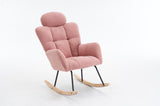 055-Teddy Fabric Upholstered Nursery Rocking Glider Chair Modern Accent Armchair Padded Seat with W527P228310