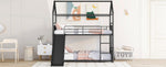 ZUN Twin Over Twin Metal Bunk Bed With Slide,Kids House Bed Black MF313919AAB