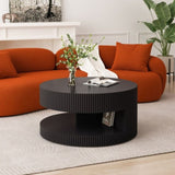 ZUN 31.5'' Round Coffee Table,Modern Center Table with Storage,Vertical Stripe Design Coffee Table for W757P206007