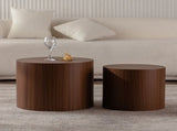 Nesting Coffee Table Set of 2 Round Wooden Coffee Tables Circle Modern Table for Small Space Living W3081P255157