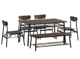 6-Piece Modern Dining Set for Home, Kitchen, Dining Room with Storage Racks, Rectangular Table, 35625029