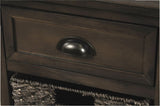 TREXM Rustic Storage Cabinet with Two Drawers and Four Classic Rattan Basket for Dining/Living WF193442AAD