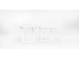Modern Indoor Folding Tray Table Set of 2, White Finish, Solid Rubberwood, 19 x 14.5 x 26 Inches 43670158