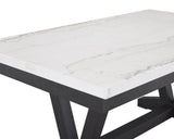 1pc Transitional Modern Formal Dining Table White Genuine Marble Rectangular Table Top Trestle Base B011P196941