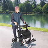 2-in-1 Rollator Walker & Wheelchair 6-Level Adjustable Handles, 1-Hand Folding, Storage 51449217