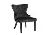 Erica 2 Piece Wood Legs Dinning Chair Finish with Velvet Fabric in Black 808857928108