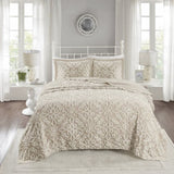 3 piece Tufted Cotton bedspread set Taupe King/Cal King B035129059