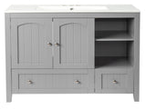 With Basin Grey MDF Lacquered Double Door & 2-Drawer Bathroom Vanity Cabinet with Decorative Molding 80408716