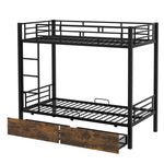 ZUN Metal Bunk Bed With drawers, Twin, Black MF311015AAB