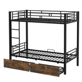 ZUN Metal Bunk Bed With drawers, Twin, Black MF311015AAB