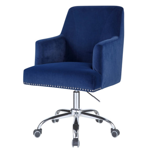 ZUN Blue and Chrome Swivel Office Chair with Adjustable Lift B062P189066