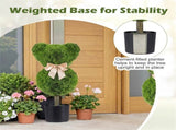 2 Pack Cute Bear Topiary Trees with Cement Weighted Pots Lifelike Green Faux Boxwood Decor for 12640559