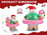 5.9 ft Pre-Lit Christmas Inflatable with Hawaiian Santa and Flamingo Float, Built-in LEDs, 22467841