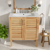 30" Antique Bathroom Vanity with Ceramic Sink, Mid-Century Modern Bathroom Vanity Cabinet with 2 N817P245326N