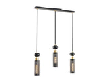 Modern Black and Gold 3-Light Pendant Chandelier, Adjustable Hanging Lights with Cylindrical Mesh W1340P233174